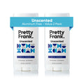 Pretty Frank Unscented Aluminum-Free Deodorant Stick – 2-Pack | All-Day Odor Control