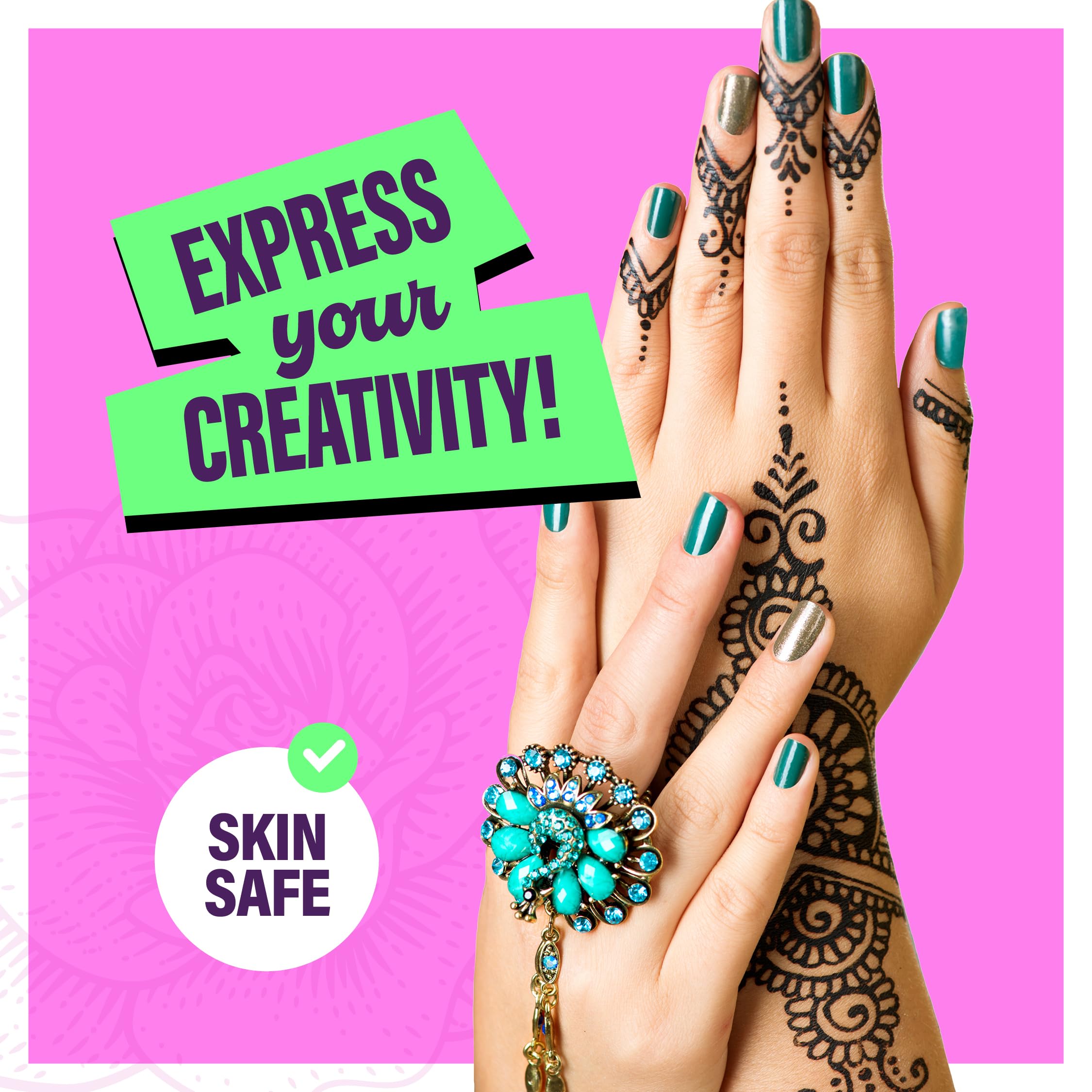 Pretty Me Temporary Tattoos Markers Kit – 6 Vivid Pens + 10 Stencils for Teens & Adults