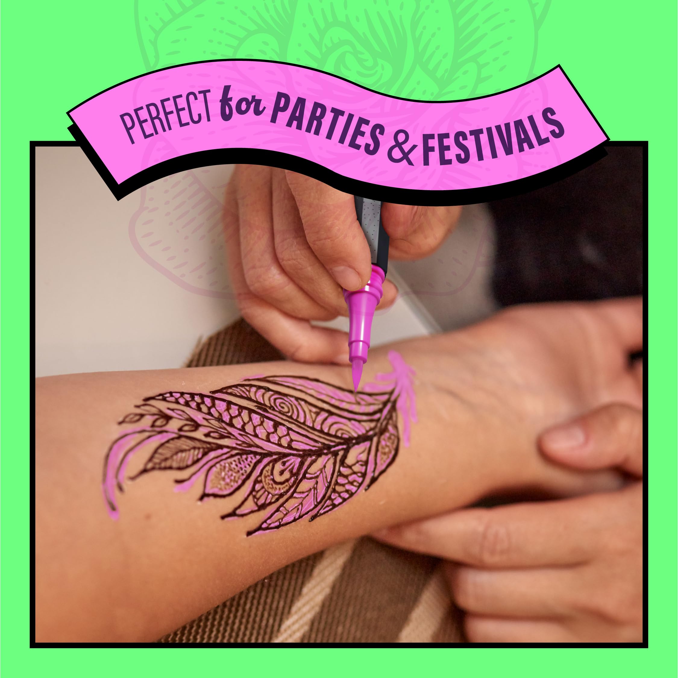 Pretty Me Temporary Tattoos Markers Kit – 6 Vivid Pens + 10 Stencils for Teens & Adults