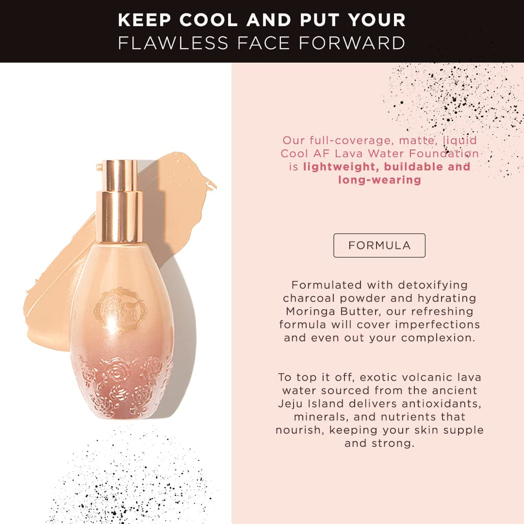 Pretty Vulgar Cool AF Lava Water Foundation – Full Coverage Matte, Detox Charcoal & Hydrating Moringa Butter, 35mL