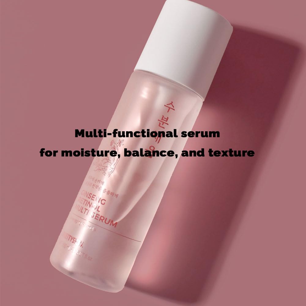 PRETTYSKIN Red Ginseng & Retinol Nourishing Facial Serum – 4-in-1 Korean Skincare for Dry & Sensitive Skin | 5.07 fl oz