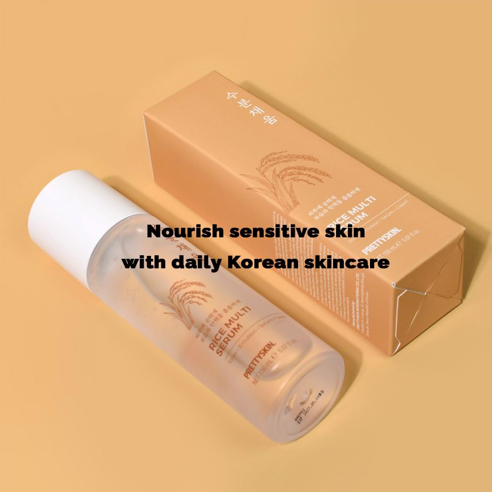 PRETTYSKIN Hydrating Rice Facial Serum — 4-in-1 Toner, Emulsion, Serum & Cream for Sensitive, Dry Skin