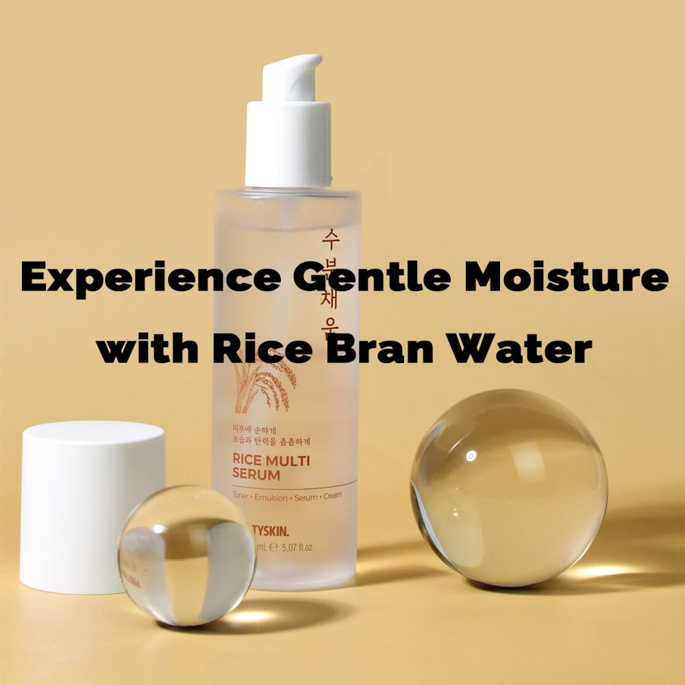 PRETTYSKIN Hydrating Rice Facial Serum — 4-in-1 Toner, Emulsion, Serum & Cream for Sensitive, Dry Skin