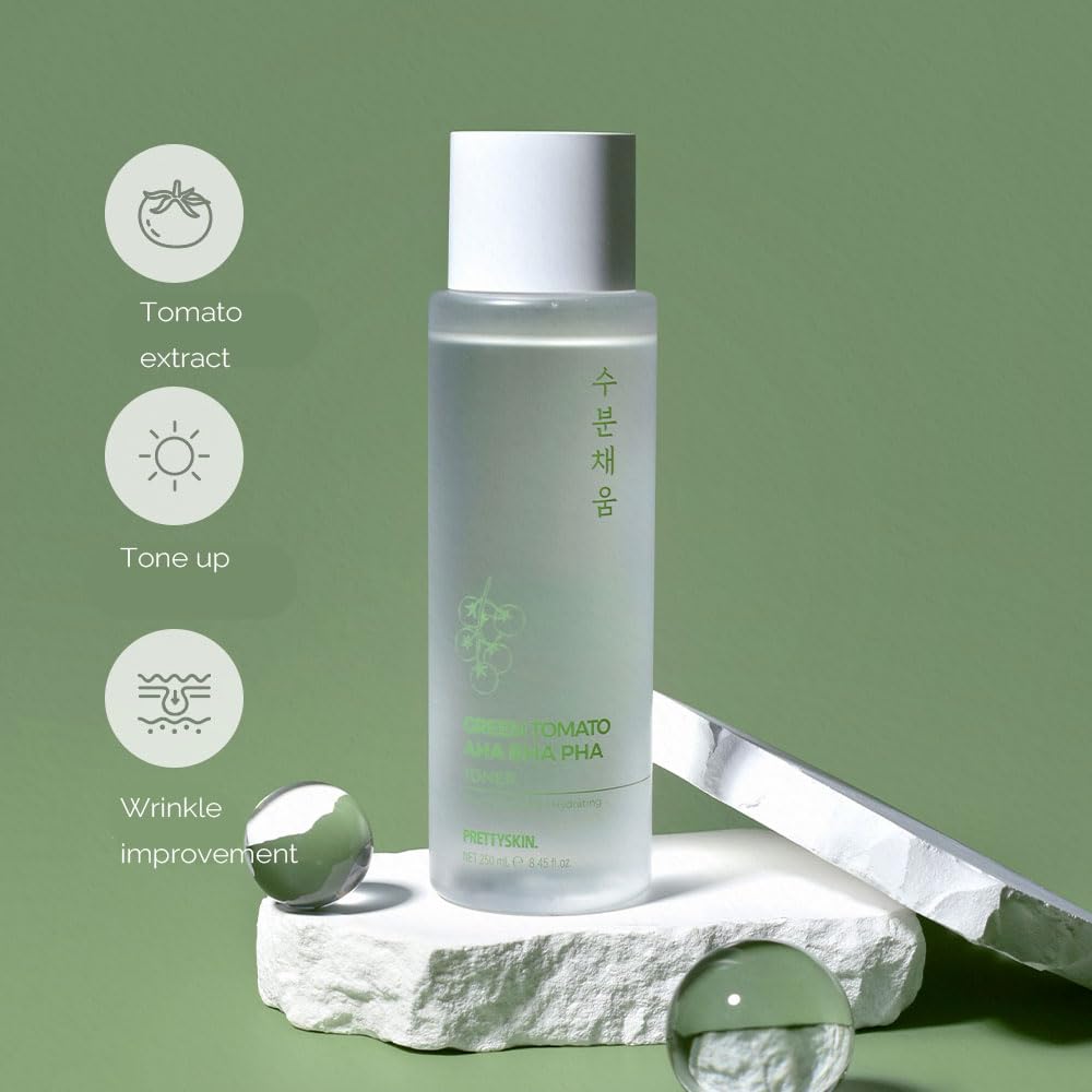 PRETTYSKIN Moisturizing Facial Toner – Gentle Exfoliating & Hydration with Tomato Extract + Vitamins B & D (8.45 fl oz)