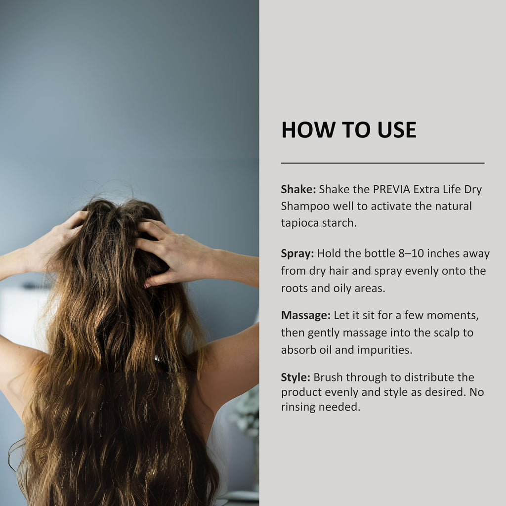 PREVIA Extra Life Dry Shampoo | Instant Refresh with Tapioca Starch | 6.76 oz