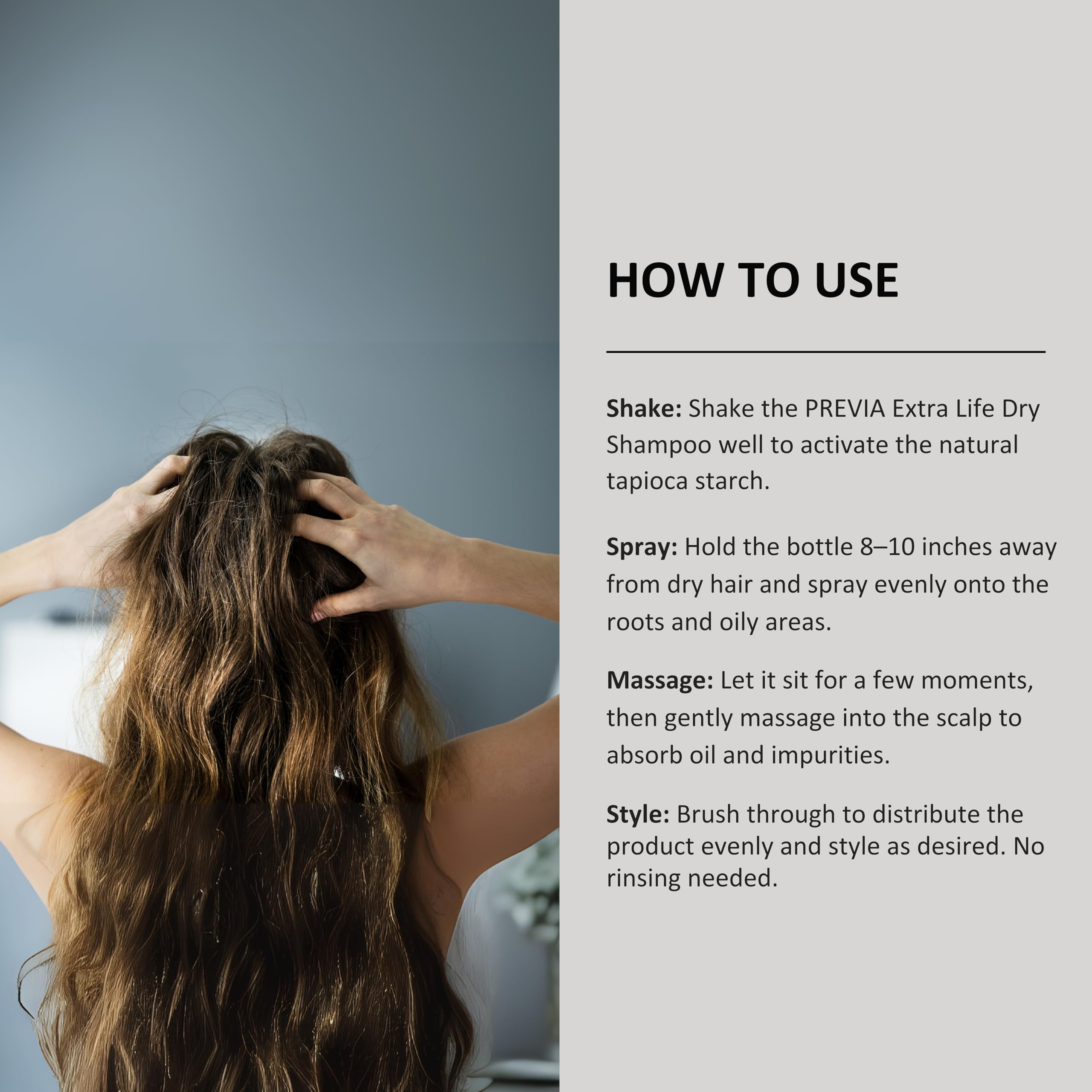 PREVIA Extra Life Dry Shampoo | Instant Refresh with Tapioca Starch | 6.76 oz