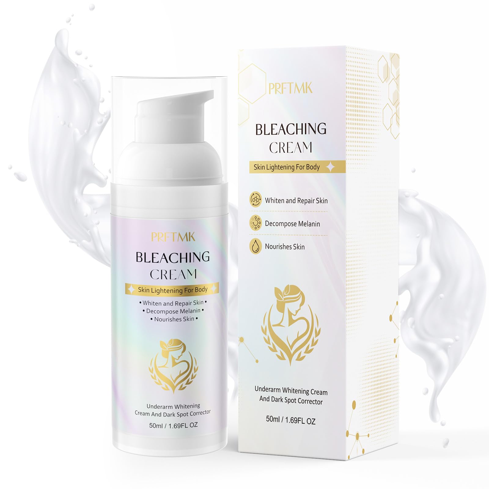PRFTMK Skin Bleaching Cream with Vitamin C – Dark Spot Remover for Underarms, Elbows, Knees & Bikini Line (50ml)