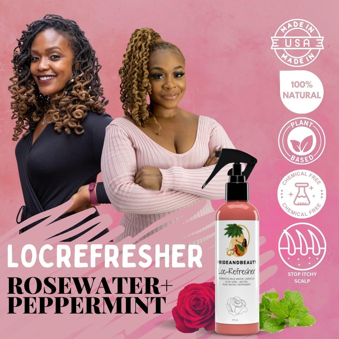 Rose Water For Locs – Daily Moisturizing Spray with Rose Water, Peppermint & Green Tea | Pride and Beauty
