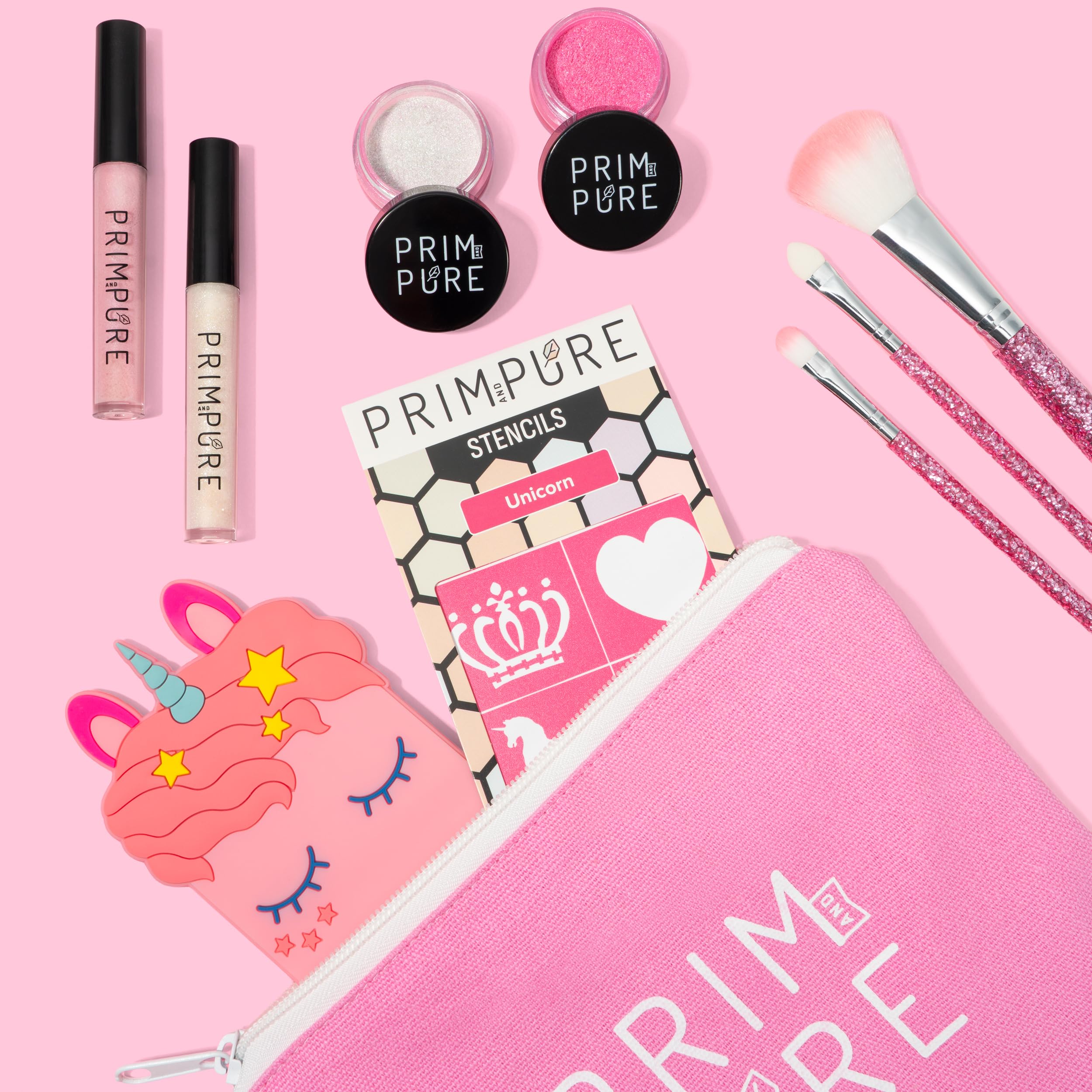 Prim and Pure Mineral Gift Set with Unicorn Mirror – Perfect for Play Dates & Birthdays (Pink)