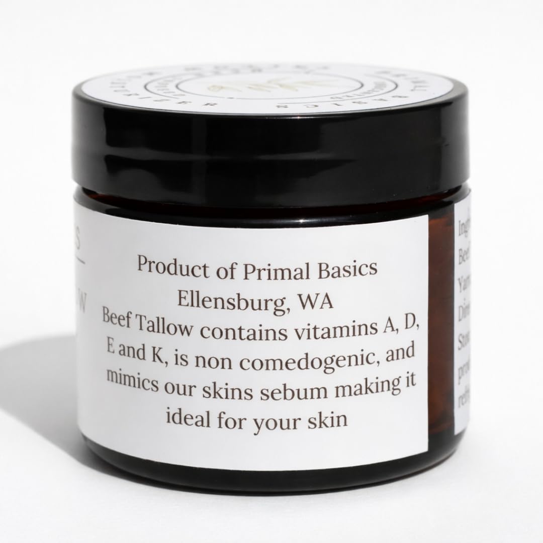 Primal Basics Lavender Beef Tallow Moisturizer – 100% Grass-Fed, Grass-Finished, Whipped, USA Made