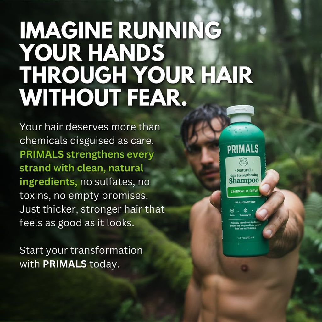 PRIMALS Hair Strengthening Shampoo – Caffeine, Biotin & Raw Honey | Natural, Sulfate-Free Formula