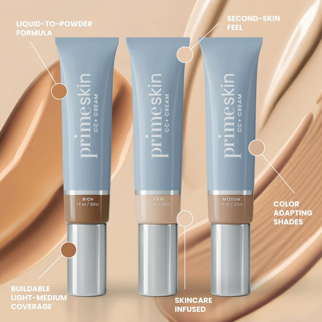 PrimePrometics PrimeSkin CC+ Cream for Mature Women – Lightweight Liquid-to-Powder Foundation