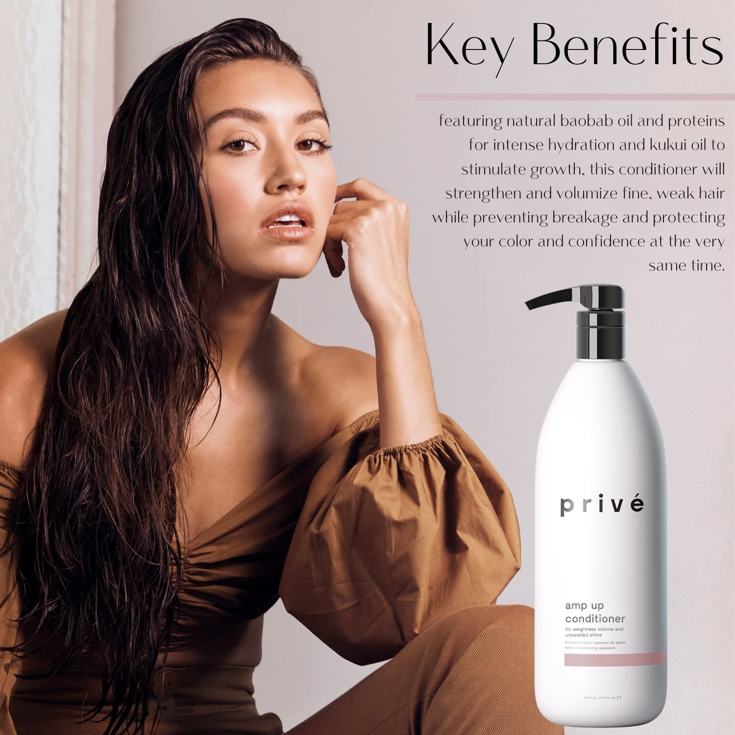 Privé Amp Up Volumizing Conditioner – Sulfate Free, Color-Safe, 33.8 oz