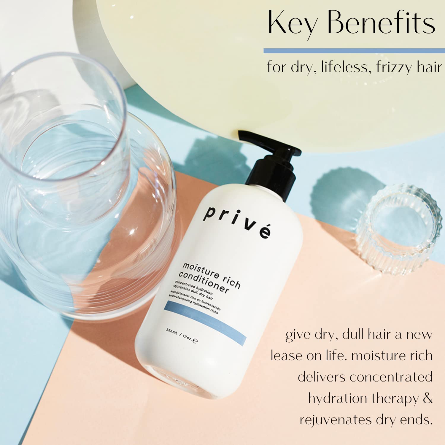 Prive Moisture Rich Conditioner — Nourishes Dry Hair, Smoothes Frizz with Organic Shea Butter (12 oz)