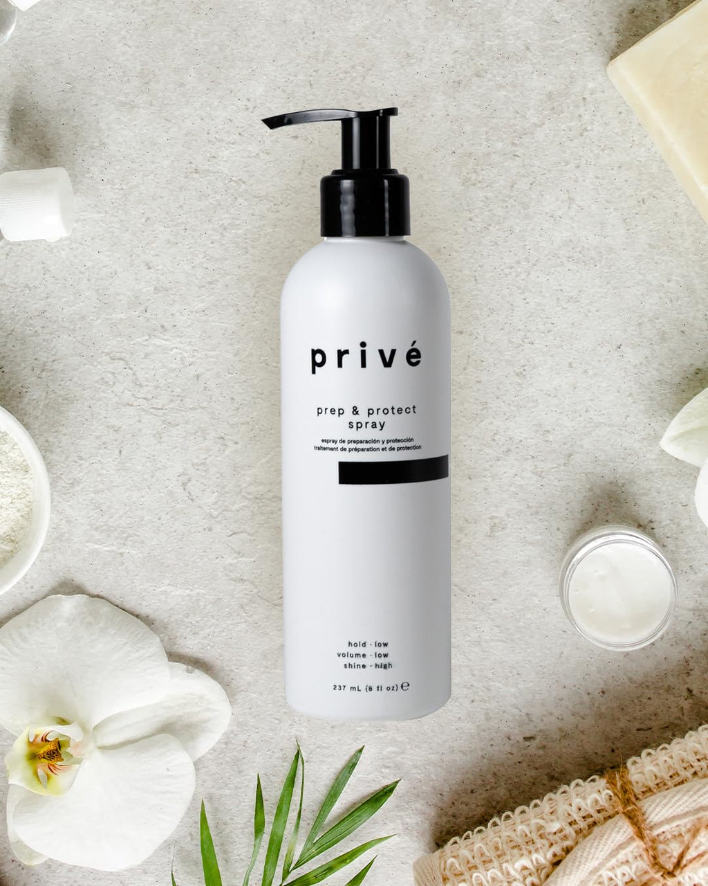 Privé Prep & Protect Blow Dry Hair Cream – Lightweight Heat Protectant with Jojoba, Green Tea & Kukui Oil (8 oz)