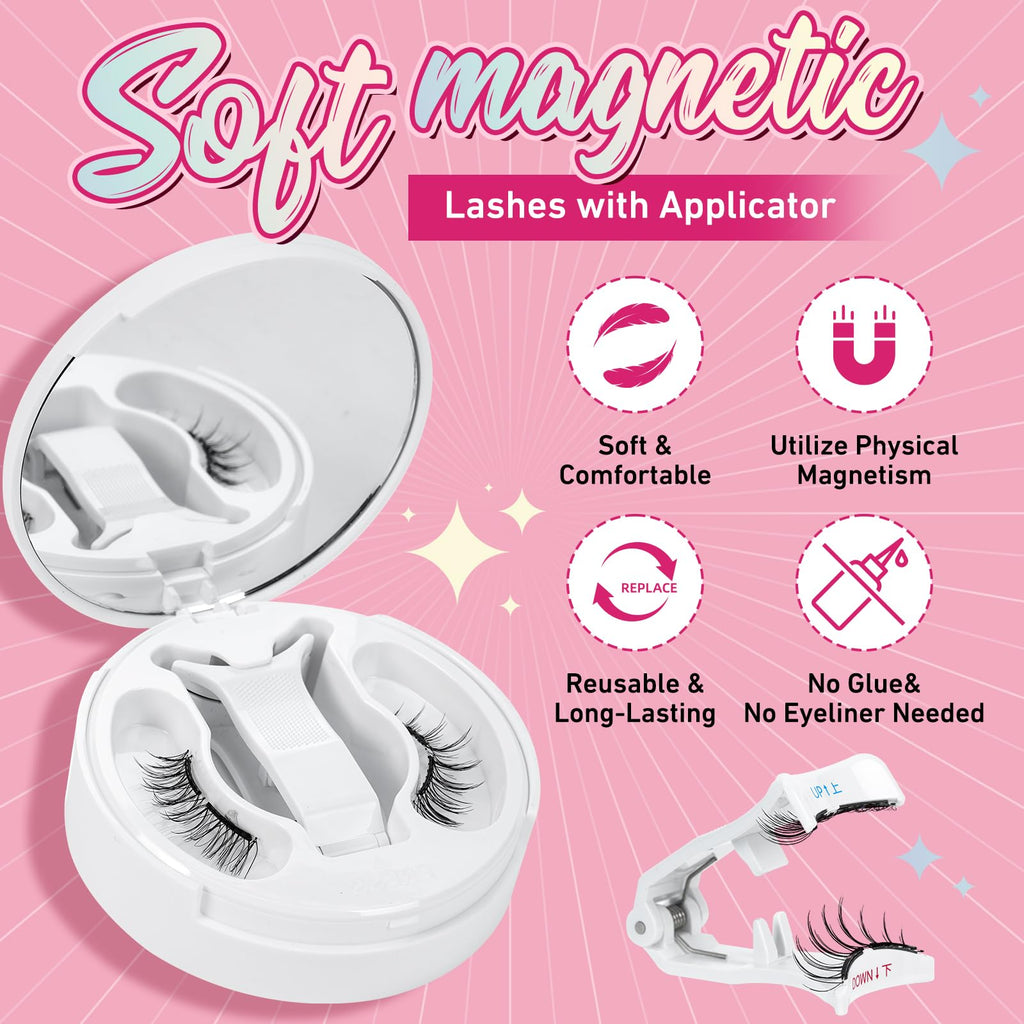 PRO LASHBEAUTY Frisky Magnetic Lashes – Glue-Free, Quick 3s Application with Applicator, Reusable & Waterproof