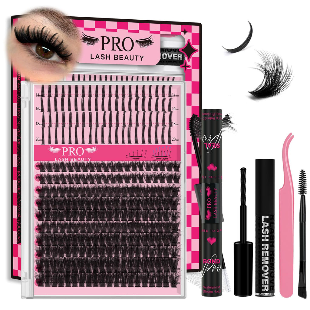 PRO LASHBEAUTY Lash Clusters with Spikes Kit - 100D 10-18mm 3D Style DIY Lashes