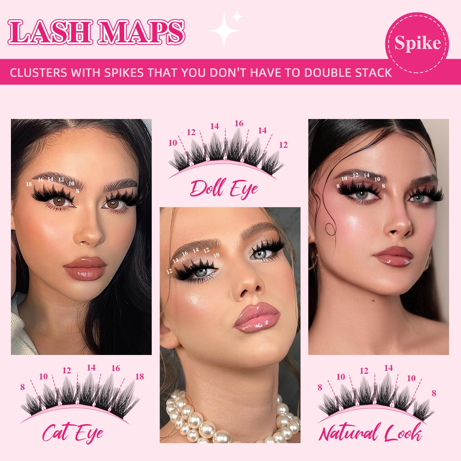 PRO LASHBEAUTY Spiky Lash Clusters Kit 100D – DIY Manga Lash Extensions at Home (8–18mm Mix)