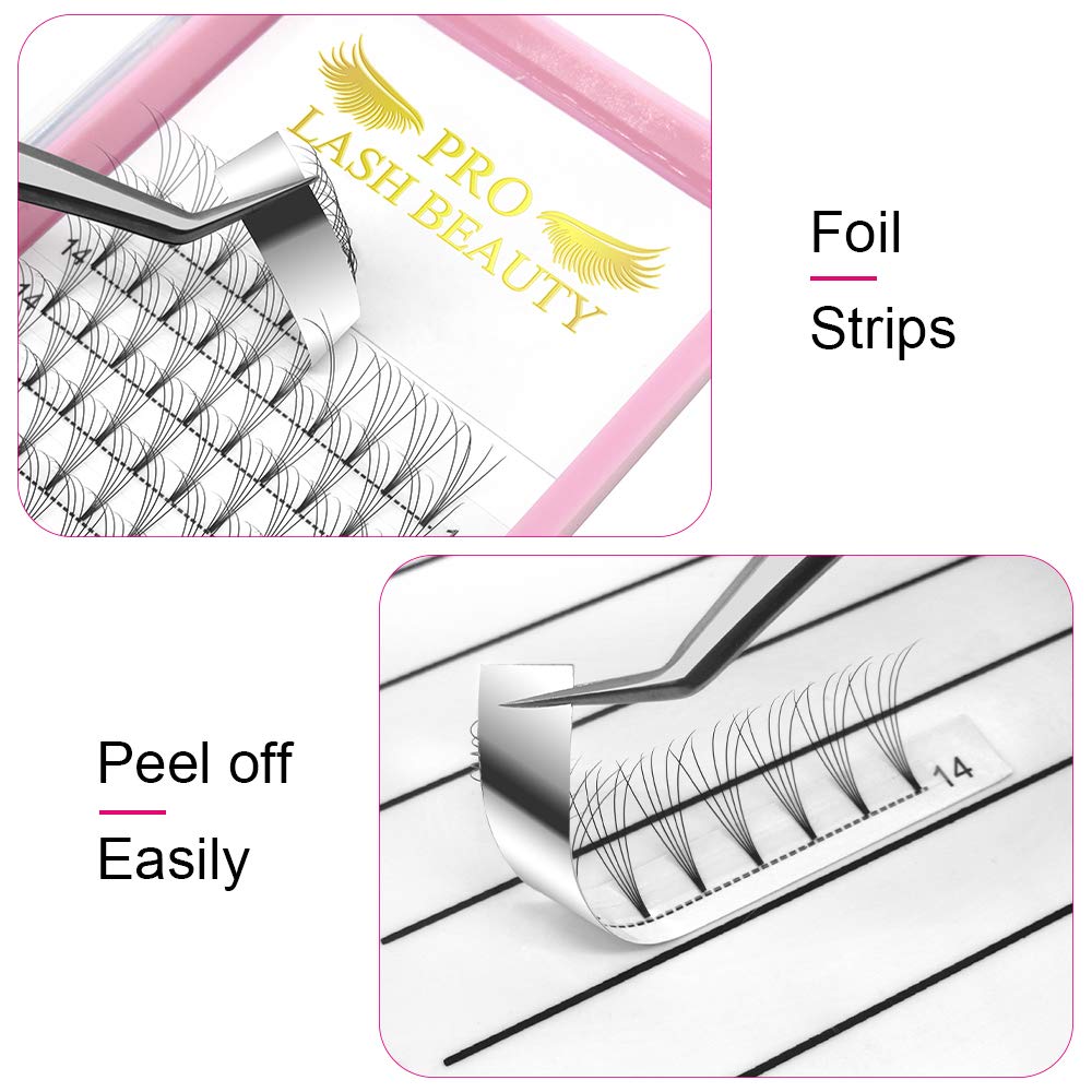 PRO LASHBEAUTY Premade Volume Eyelash Extensions 5D-C-0.10 Short Stem Fans 9–20 mm