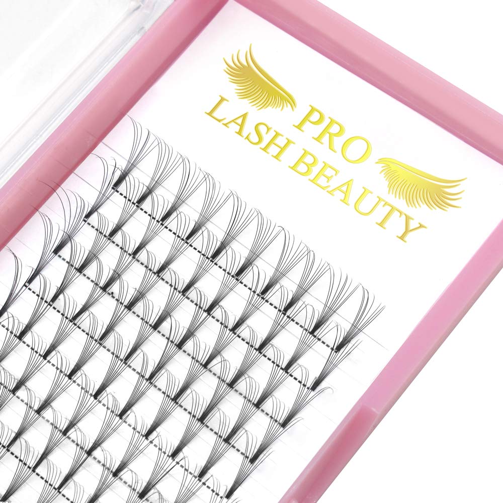 PRO LASHBEAUTY Premade Volume Eyelash Extensions 8D-C-0.07 | 9–20 mm Short Stem Fans