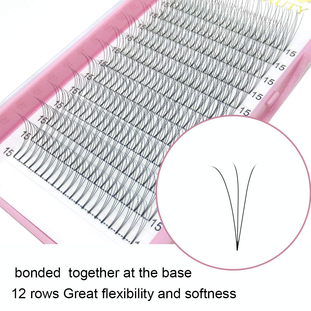 PRO LASHBEAUTY Premade Fans Eyelash Extensions 3D-0.07/0.10 | Short Stem | 9-20mm C/D Curl