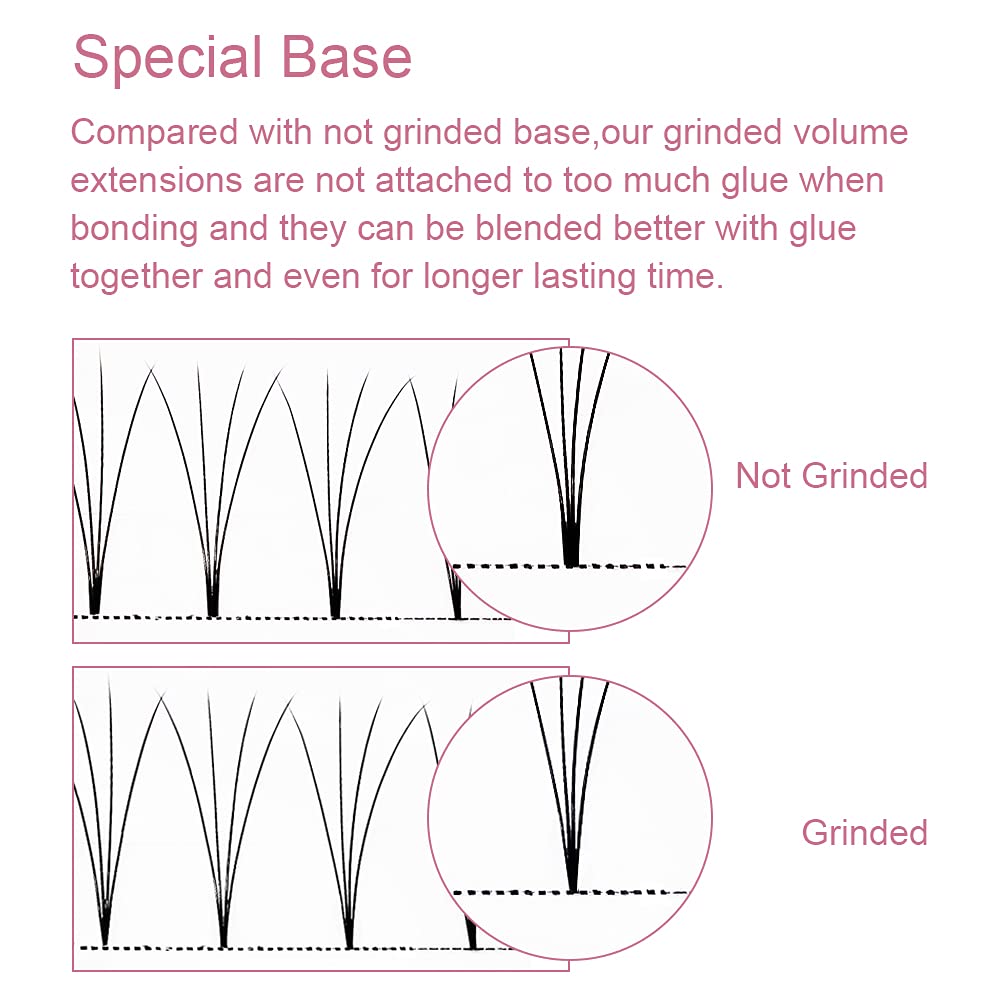PRO LASHBEAUTY Premade Fans Eyelash Extensions 3D-0.07/0.10 | Short Stem | 9-20mm C/D Curl