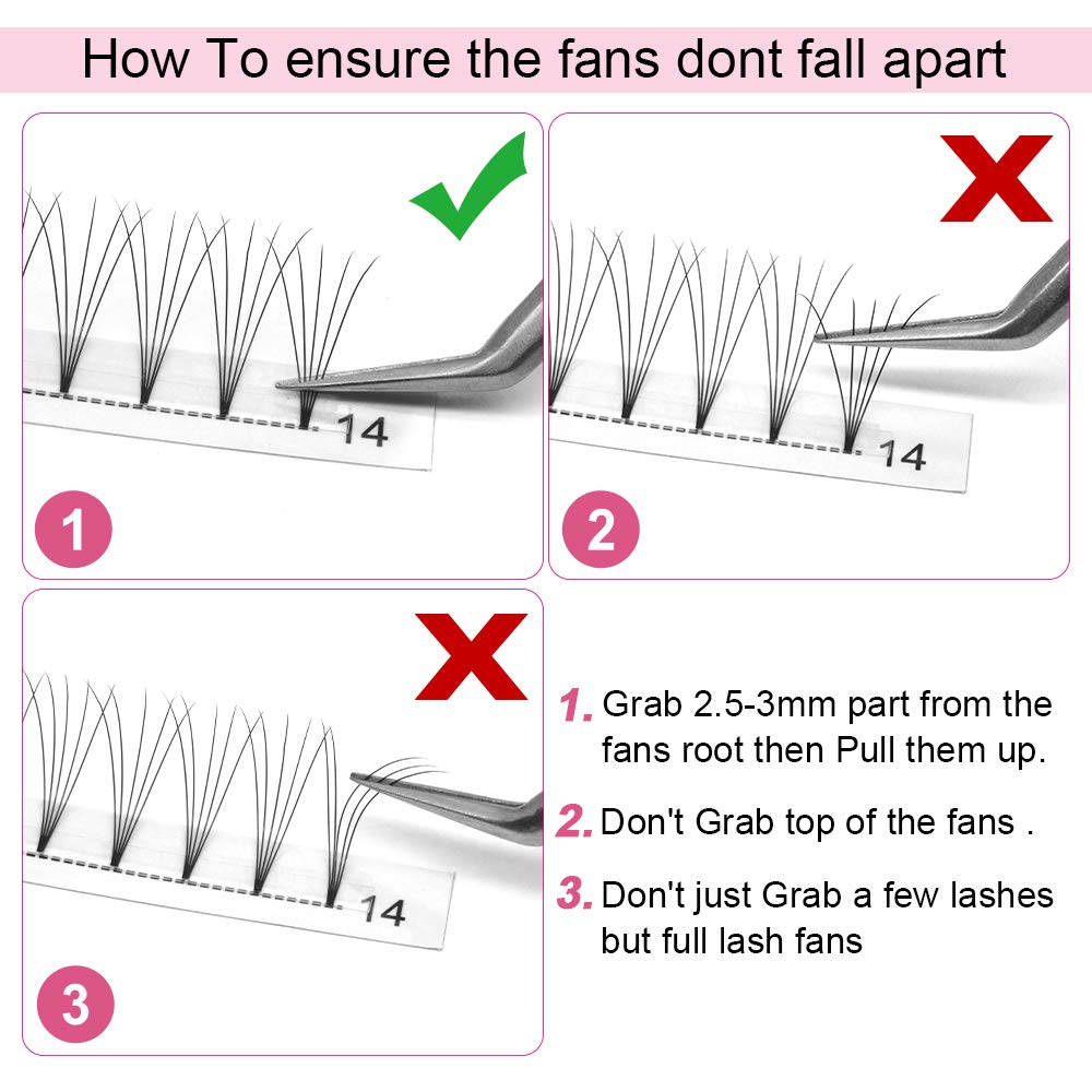 PRO LASHBEAUTY Premade Volume Lashes 5D-D-0.07 18mm – Short Stem, Vegan