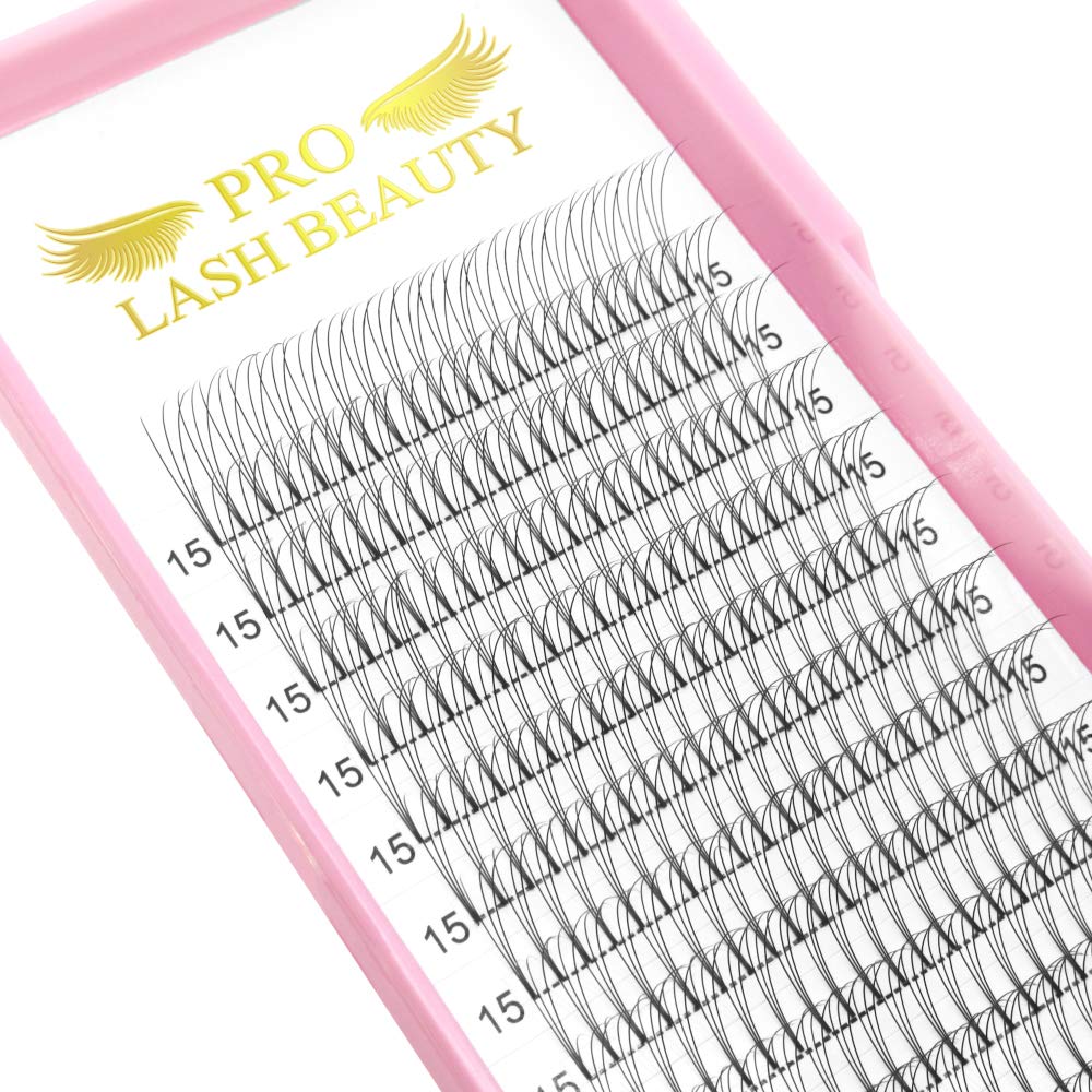 PRO LASHBEAUTY Premade Volume Eyelash Extensions 3D-0.07 | 9-20mm C/D Curl Premade Fans