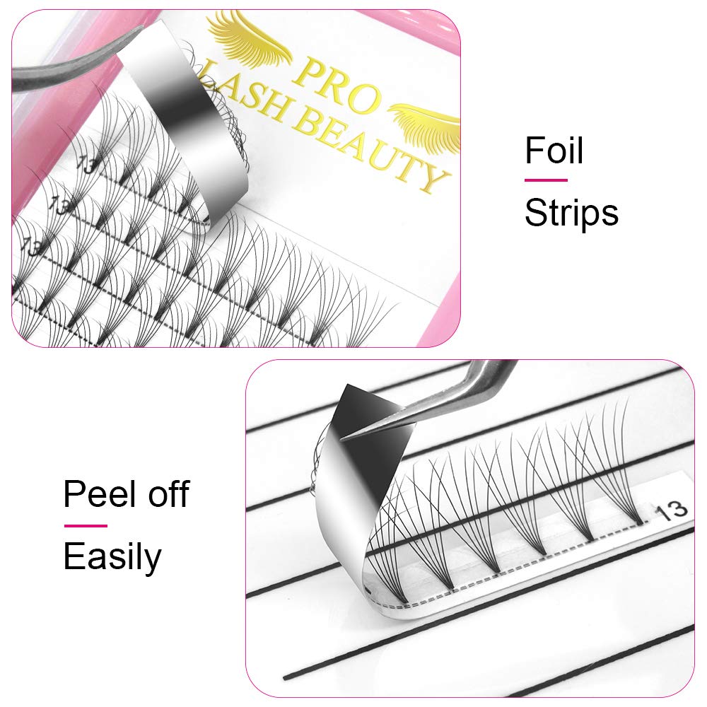 PRO LASHBEAUTY Premade Volume Lashes 6D-0.07/0.10, Short Stem, 18mm (C/D Curl)