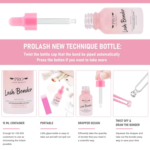 PRO Lash Bonder for Eyelash Extensions – 15ml, Quick Bond & Seal, Dose-Control Dropper