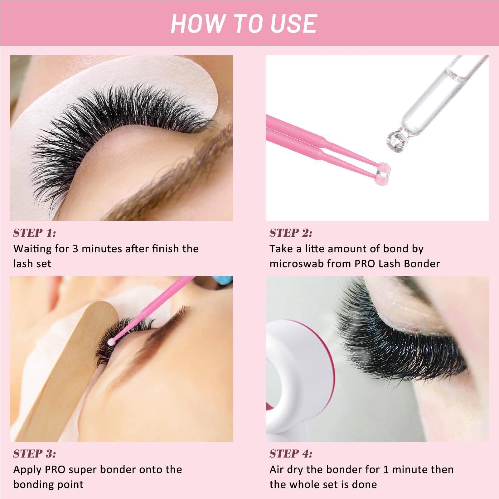 PRO Lash Bonder for Eyelash Extensions – 15ml, Quick Bond & Seal, Dose-Control Dropper