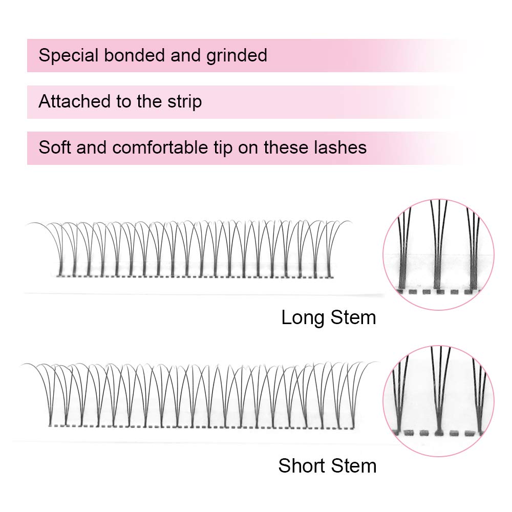 PRO LASHBEAUTY Remade Fans Premade Eyelash Extensions – 3D-C, 0.07/0.10, 9–15 mm