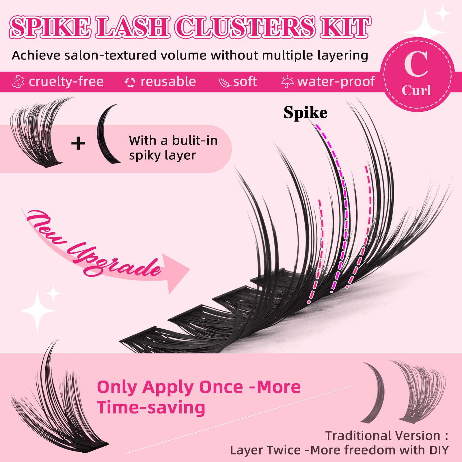 PRO LASHBEAUTY Spiky Lash Clusters Kit 80D-200D | DIY Manga Lash Extensions at Home (8-18mm Mix)