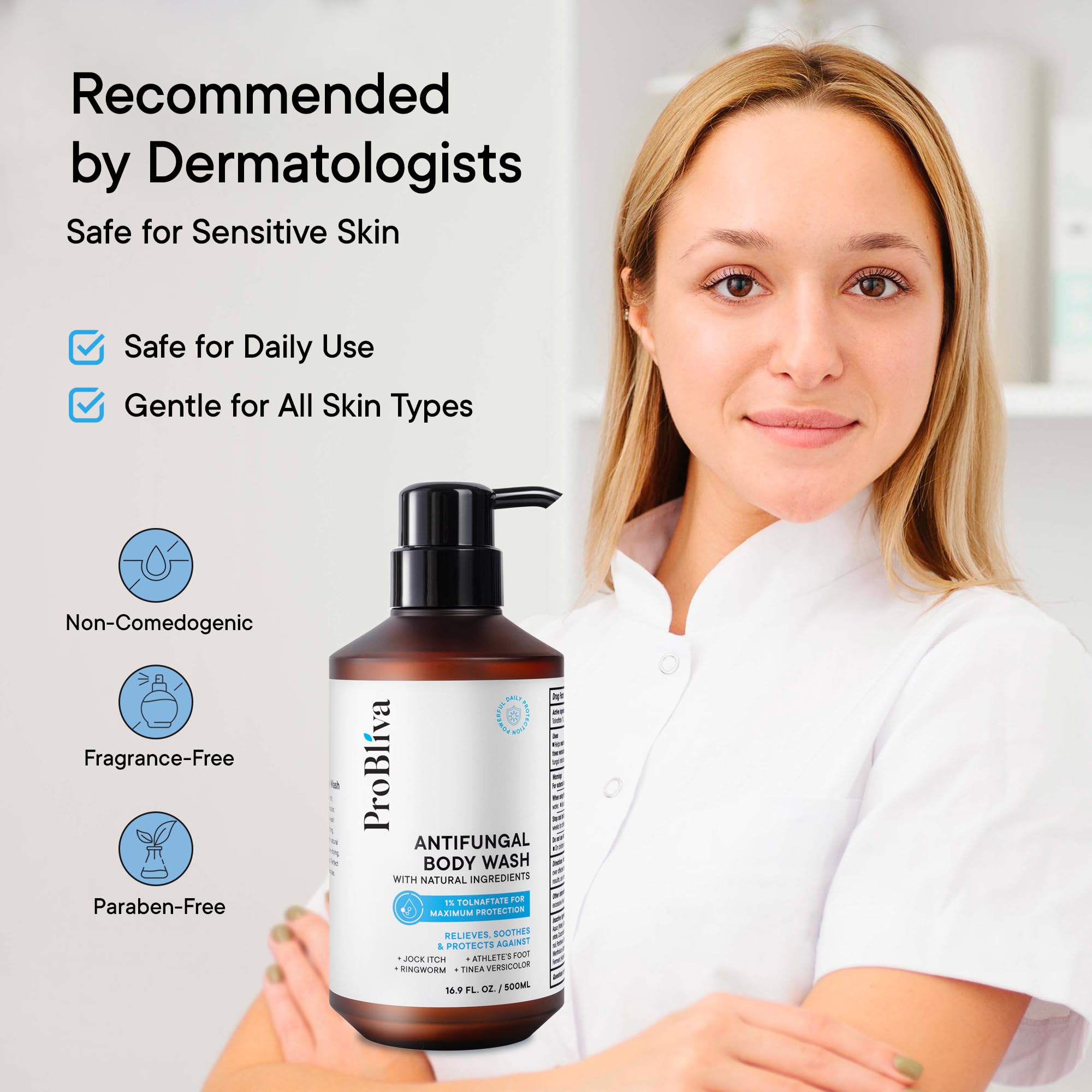 Probiva Antifungal Body Wash with Tolnaftate 1% & Tea Tree Oil | Ringworm, Jock Itch & Foot Odor