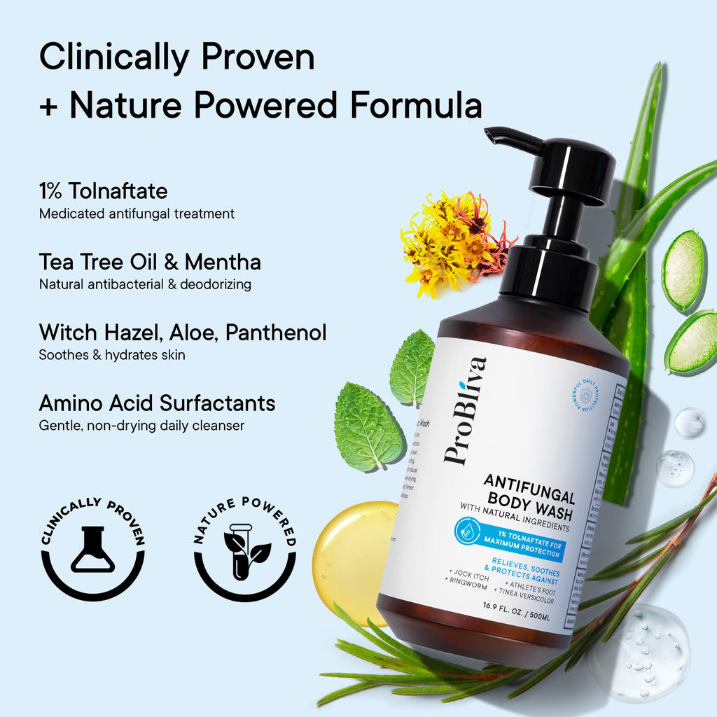 Probiva Antifungal Body Wash with Tolnaftate 1% & Tea Tree Oil | Ringworm, Jock Itch & Foot Odor