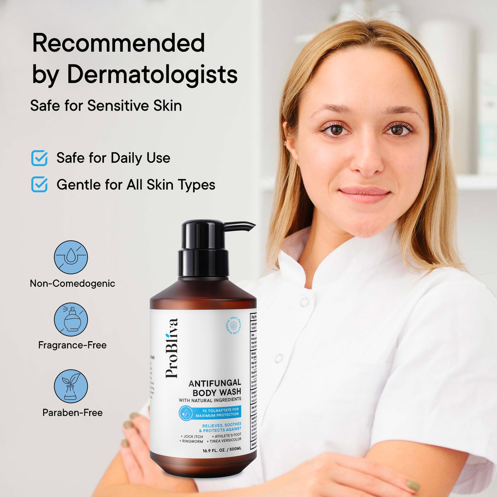 ProBliva Antifungal Body Wash – Medicated Cleanser with Tolnaftate 1% & Tea Tree Oil for Ringworm, Jock Itch, Foot Odor