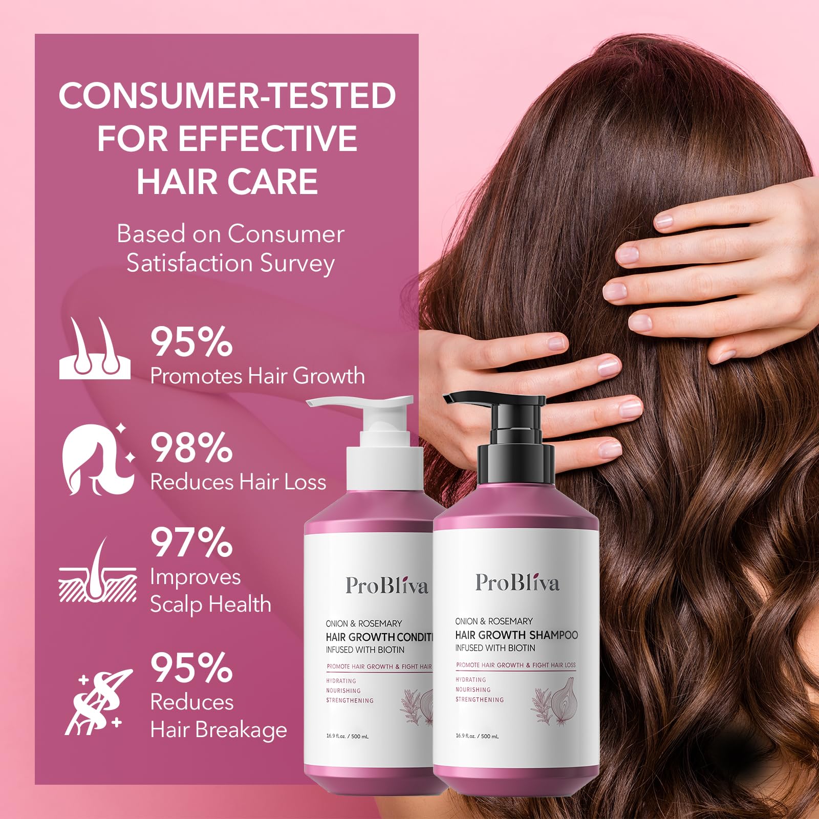 ProBliva Onion, Rosemary & Biotin Hair Growth Shampoo & Conditioner Set – Thinning Hair Support