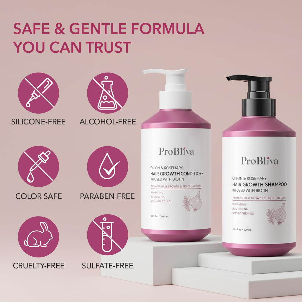 ProBliva Onion, Rosemary & Biotin Hair Growth Shampoo & Conditioner Set – Thinning Hair Support