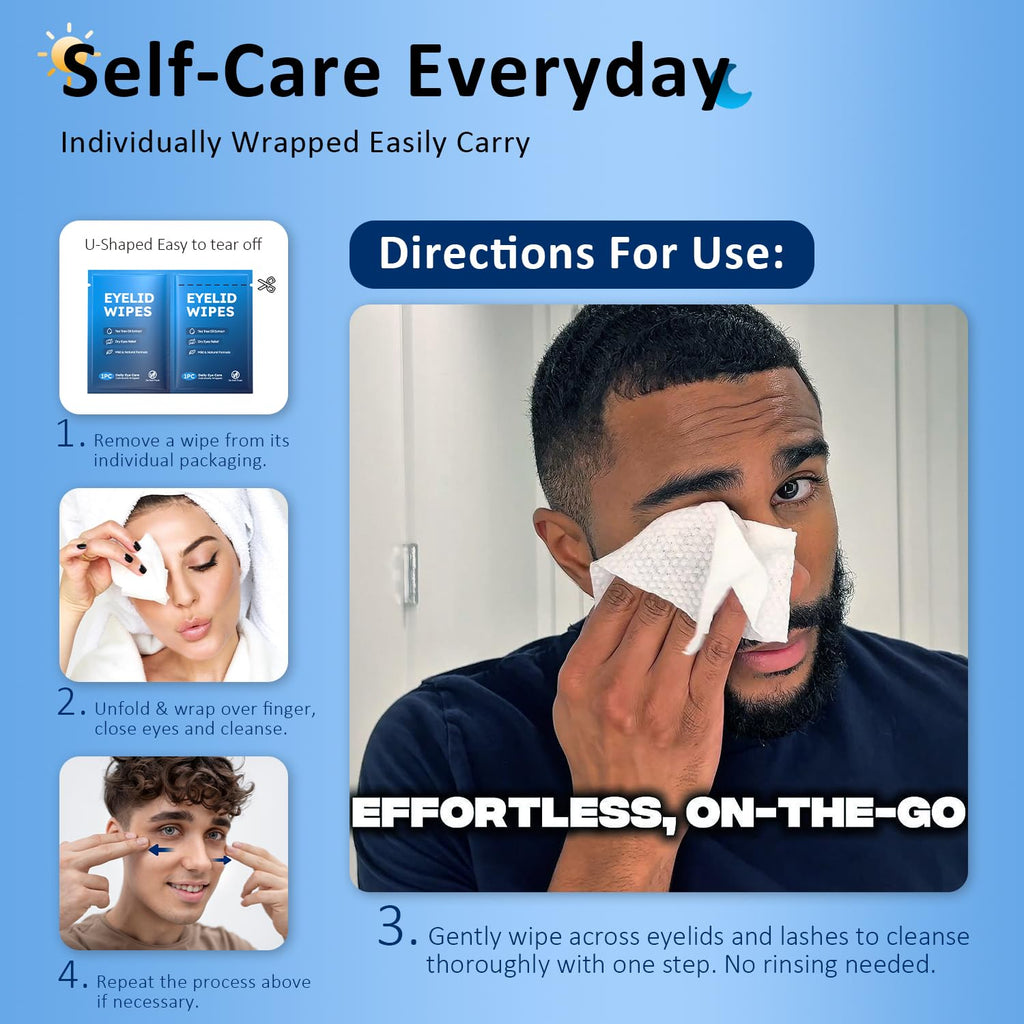 ProCIV 120-Pack Eyelid Cleansing Wipes for Itchy & Dry Eyes – Family Size Pack of 2
