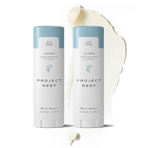 Project Reef Herbal Peppermint Lip Balm – Vegan, Reef-Safe Hydration, 0.15 oz, 2 Pack