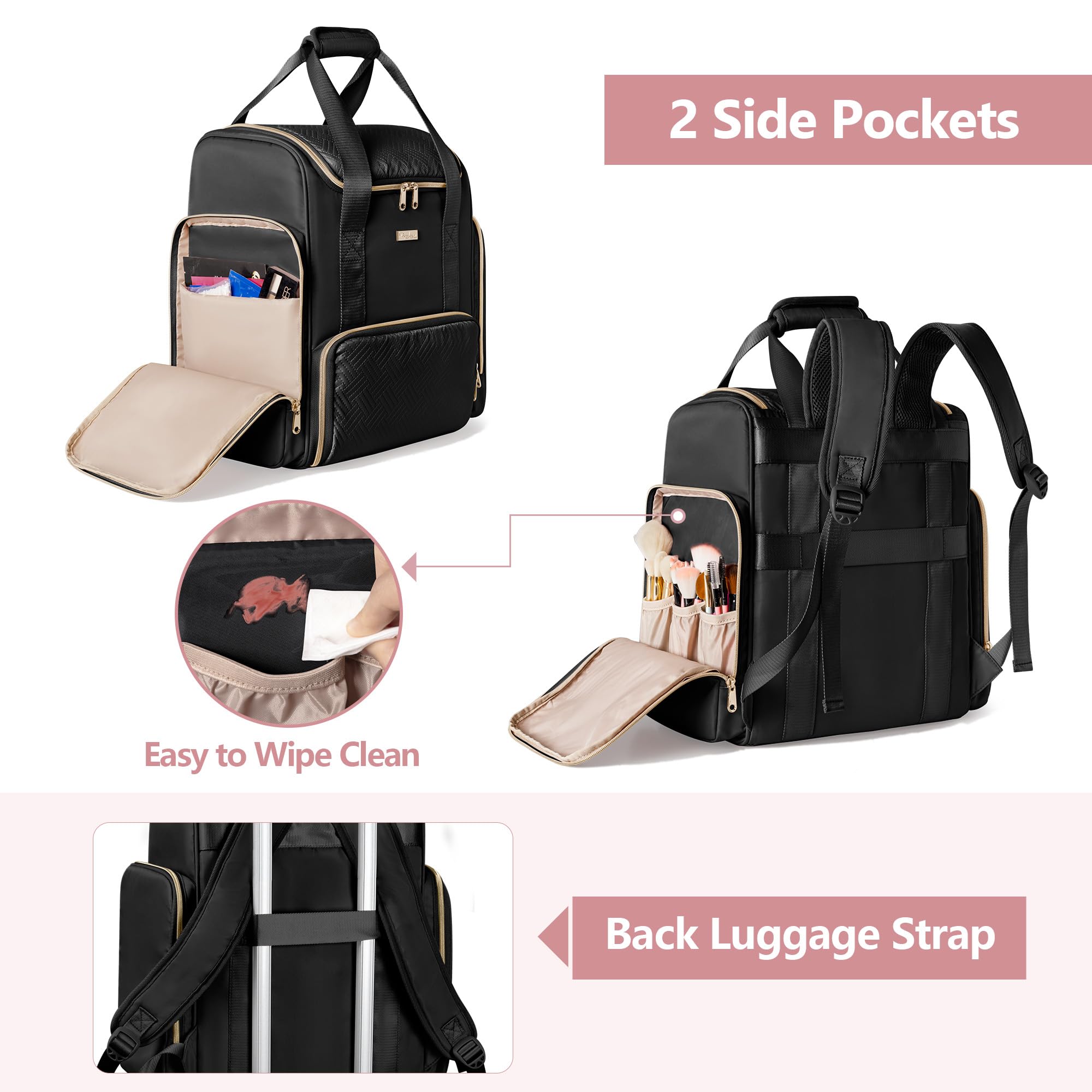 Prokva Large Makeup Backpack with 3 Clear Bags – Professional Travel Case (Patent Design)