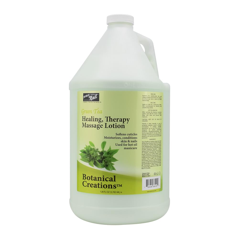 PRO NAIL Healing Therapy Massage Lotion – 1 Gallon, Green Tea – Spa Pedicure & Body Care