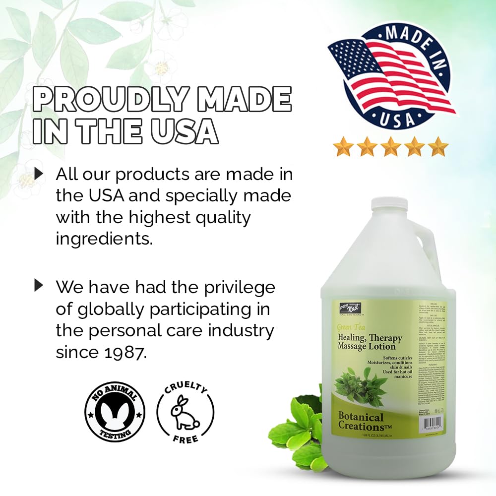 PRO NAIL Healing Therapy Massage Lotion – 1 Gallon, Green Tea – Spa Pedicure & Body Care