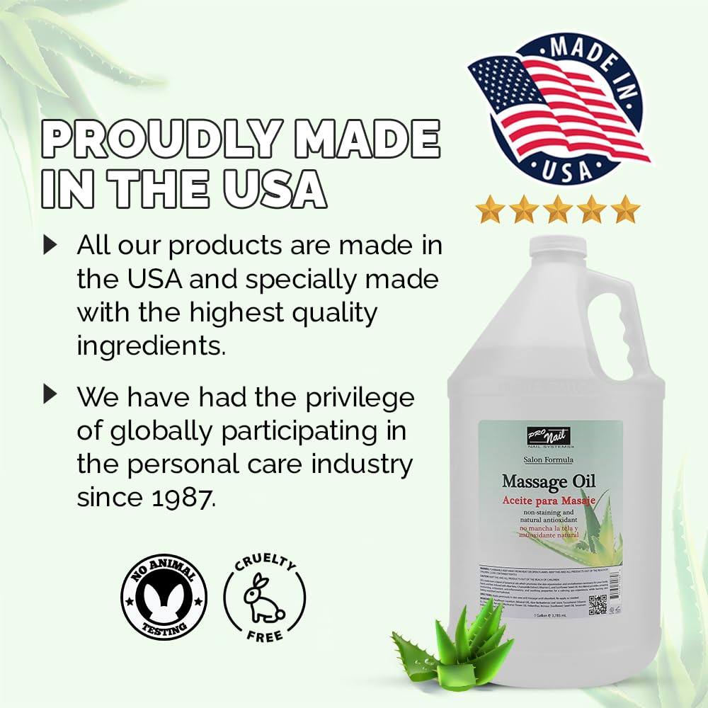 PRO NAIL Massage Oil with Aloe Vera | 128 Oz – Full Body Massage, Mani & Pedi Therapy