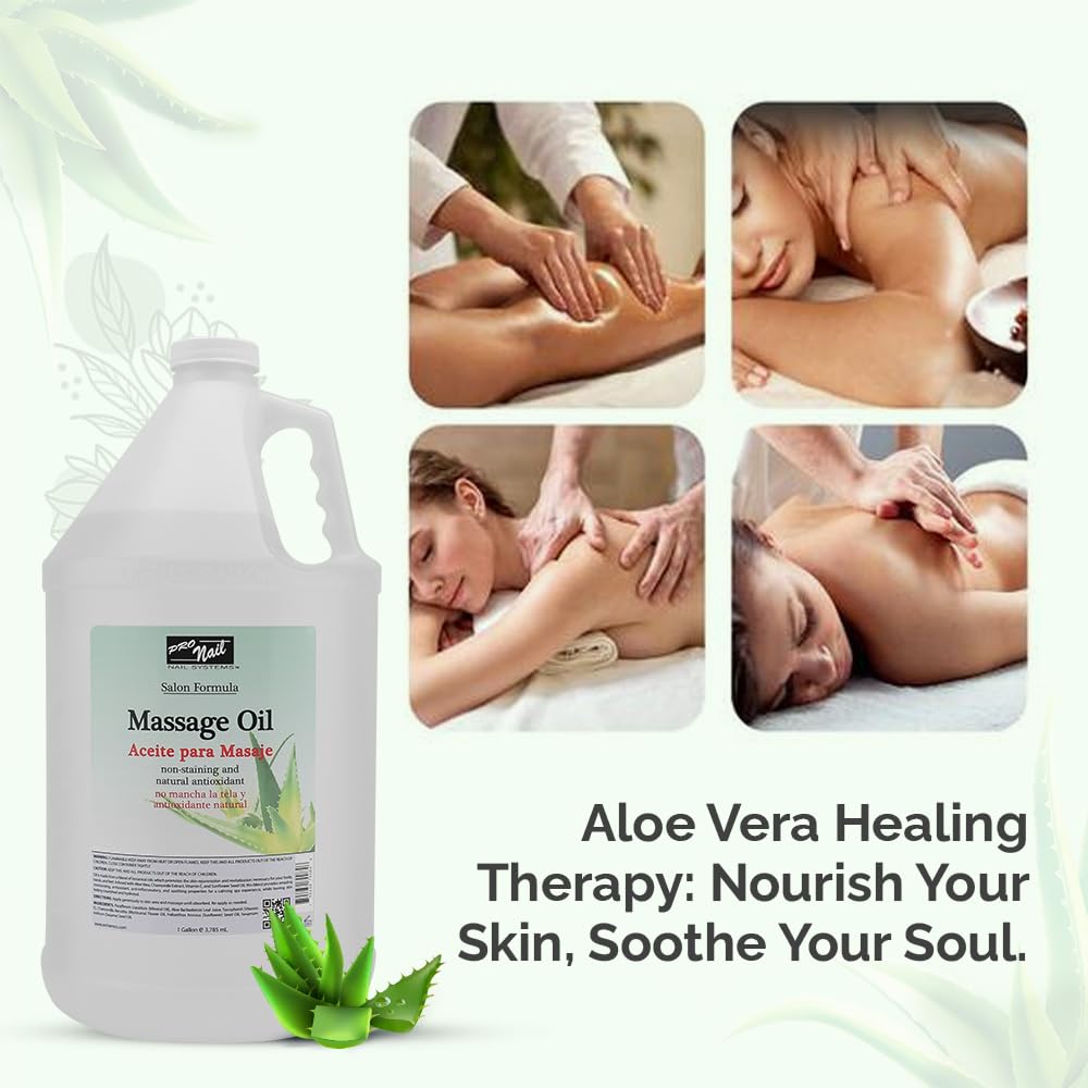 PRO NAIL Massage Oil with Aloe Vera | 128 Oz – Full Body Massage, Mani & Pedi Therapy