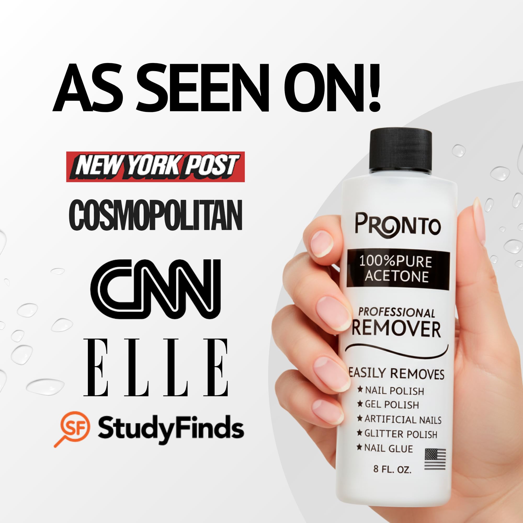 Pronto Acetone Nail Polish Remover 8oz with Manicure Kit – 100% Acetone for Quick Gel & Acrylic Removal