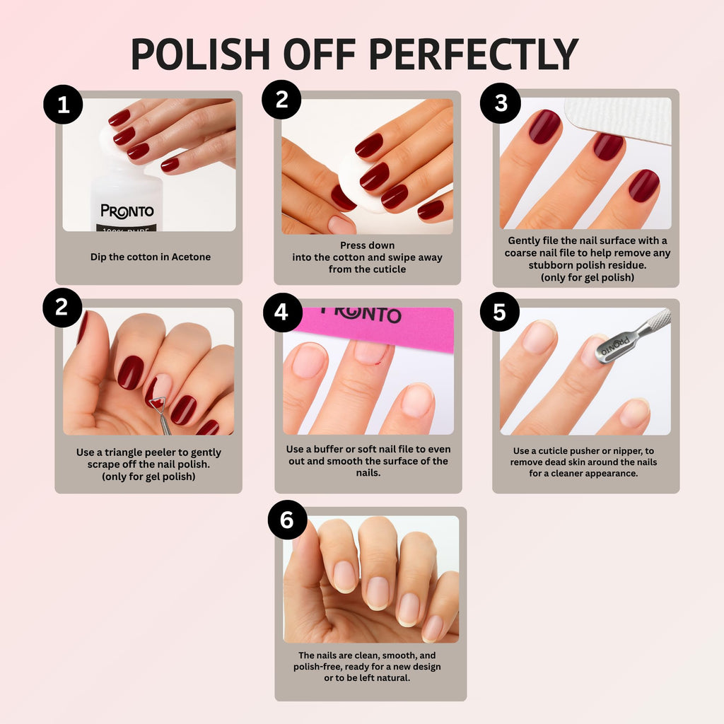 Pronto Acetone Nail Polish Remover 8oz with Manicure Kit – 100% Acetone for Quick Gel & Acrylic Removal
