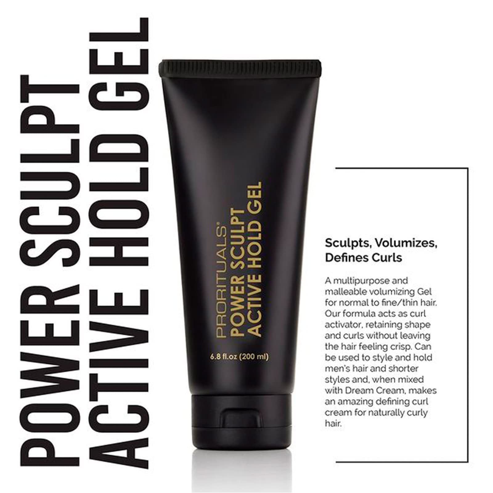 Prorituals Power Sculpt Active Hold Gel for Men – Light Hold, Aloe & Almond Oil, 6.8 fl oz