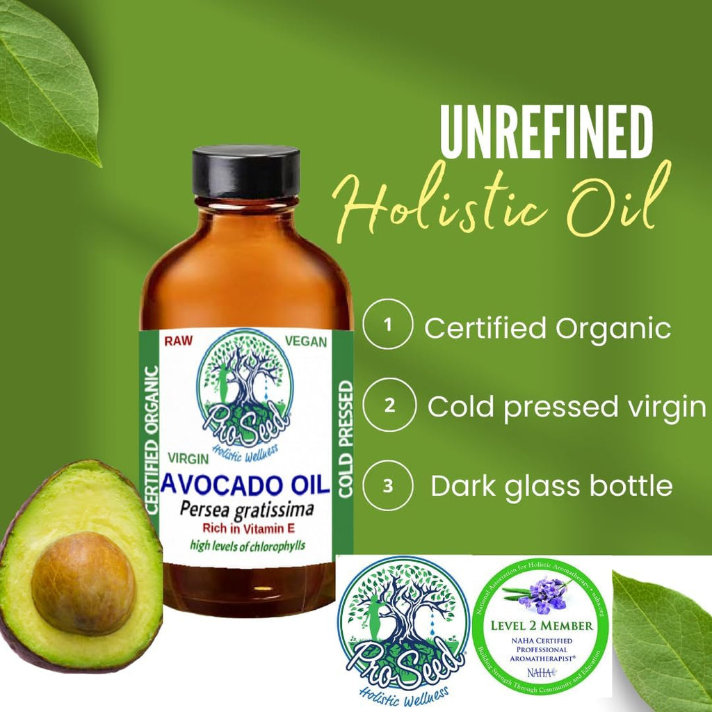 ProSeed Handmade Raw Avocado Oil – Pure Cold-Pressed, Unrefined, 4oz Glass Bottle