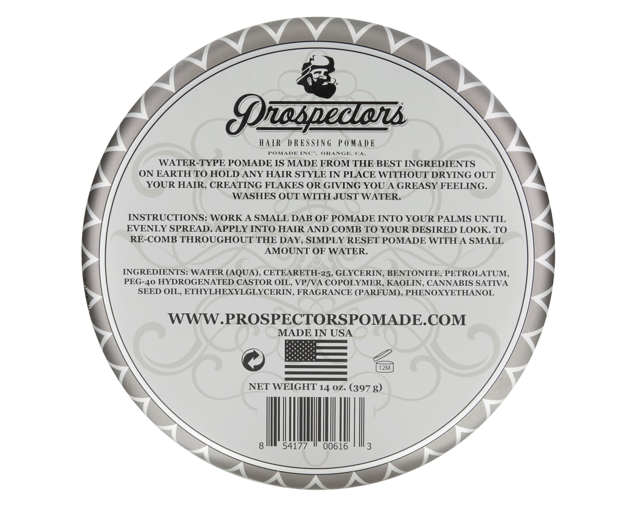 PROSPECTORS Coal Mine Matte Clay Pomade - 14 oz Tin | Natural Look, Medium Hold